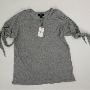 7 For All Mankind Gray tied sleeve top size S